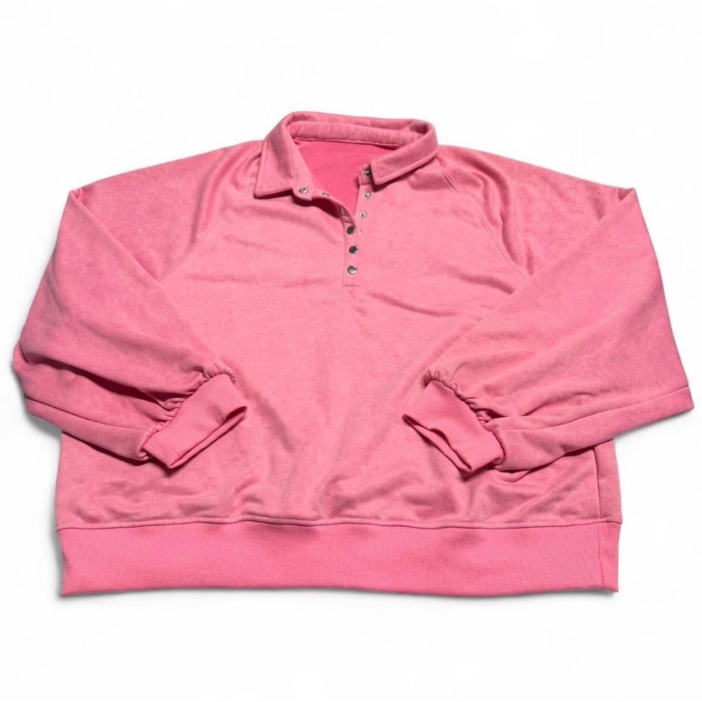 3/$20 Cropped Collared Pink Pullover Sweatshirt Women’s 2XL Comfy Loungewear